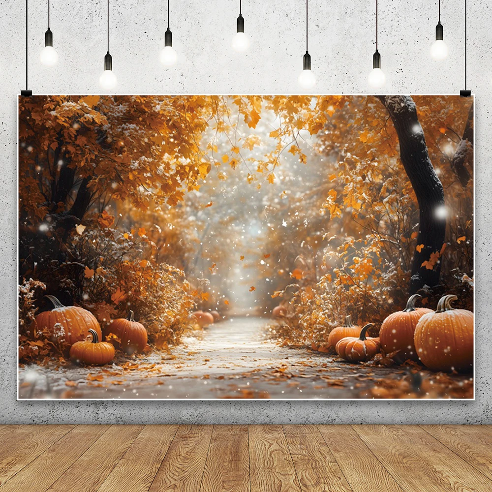 Autumn Farm Hay Bales Baby Shower Photography Background Pumpkins Scarecrow Maple Leaves Photo Photographic Backdrop Photobooth