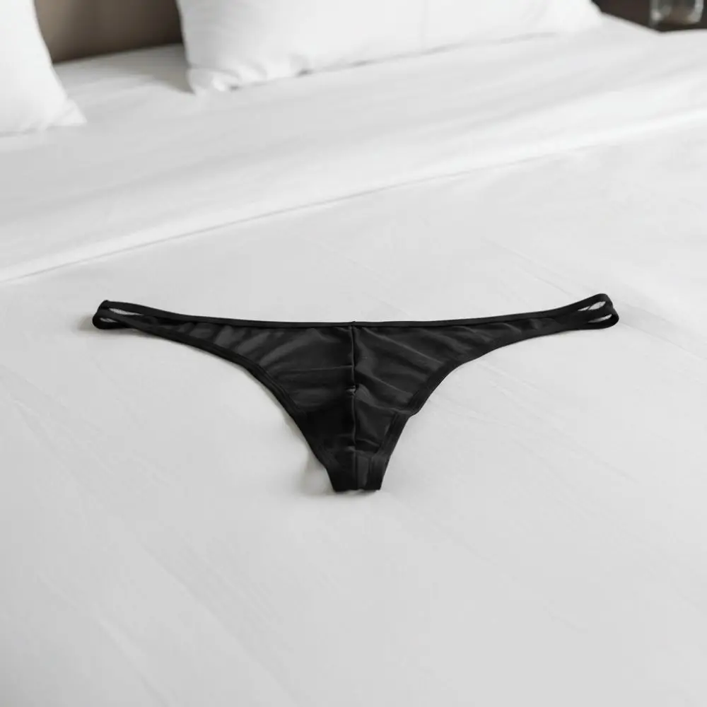 Soft Low Waist Men Thin Thongs Underpants Color Blocking Edge Design Men's Panties T-back Thin Strap Male Briefs Male