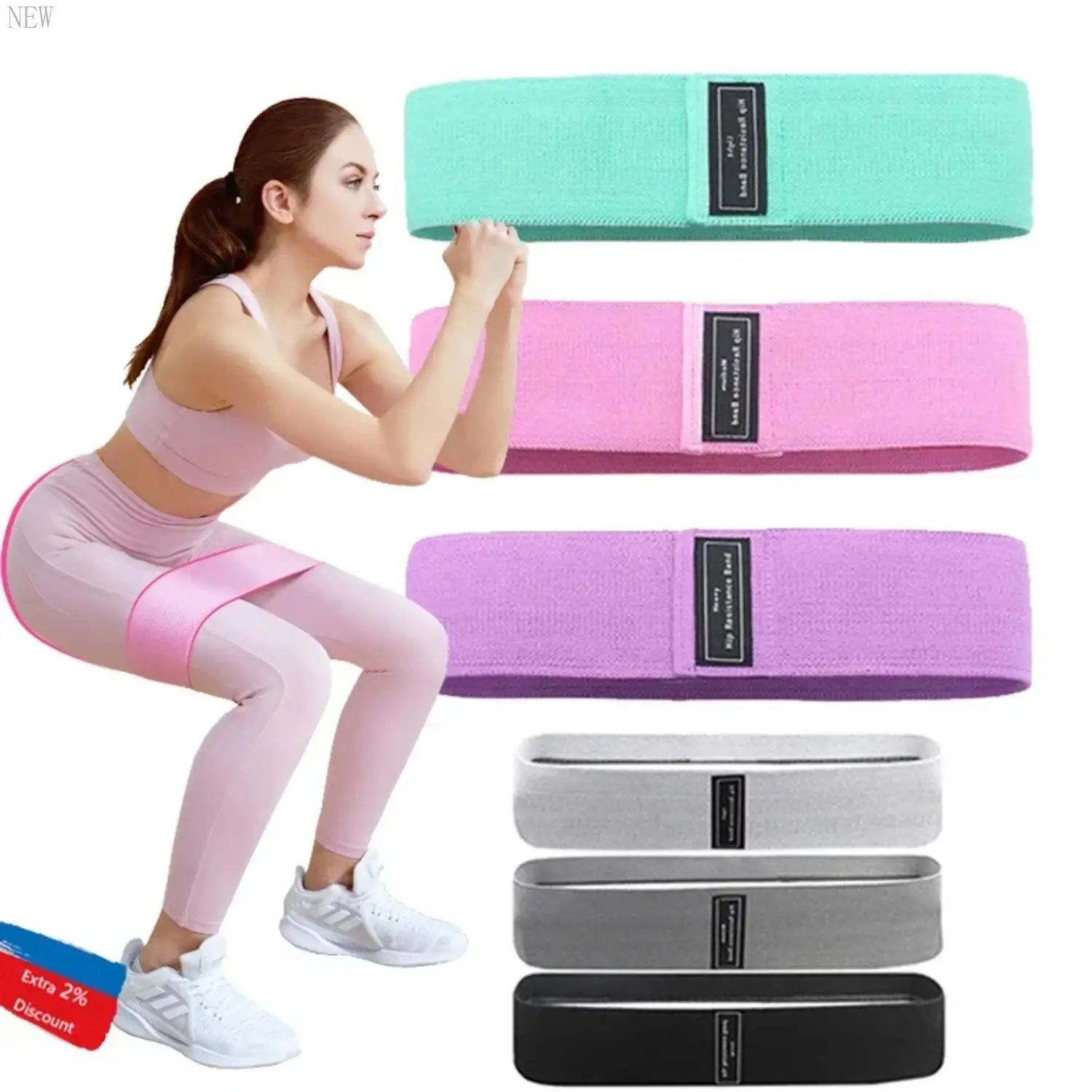 New Fitness Resistance Band Buttocks Expansion Fitness Cloth Rubber Band Elastic Expander Suitable   Exercise Sport Equipment