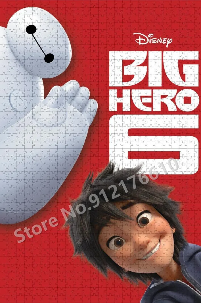 Big Hero 6 Wooden Puzzle 300/500/1000 Pieces Disney Superhero Jigsaw Puzzles for Adult Family Game Decompress Educational Toys