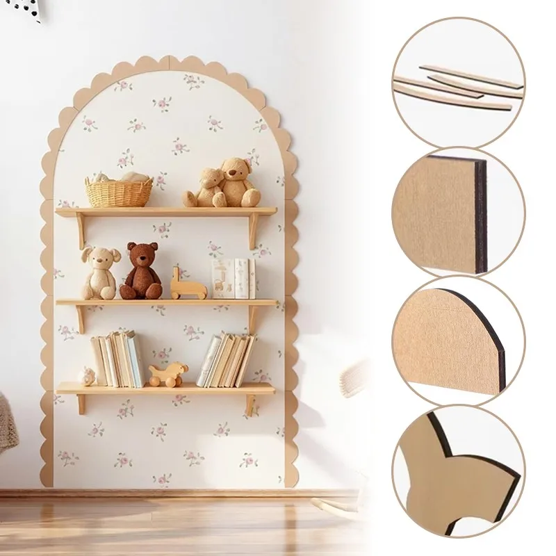 Wood Wall Arch Decor DIY Scalloped Arch Wooden Wall Frame Kids Room Decor Photo Display Border Trim Frame Scalloped Crafts