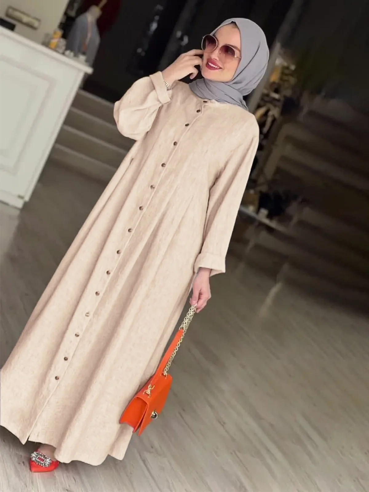 Muslim Abaya Women Dress Single Breasted Vestidos Dubai Saudi Morocco Long Robe Jalabiya Eid Ramadan Modest Dresses Abayas 2024