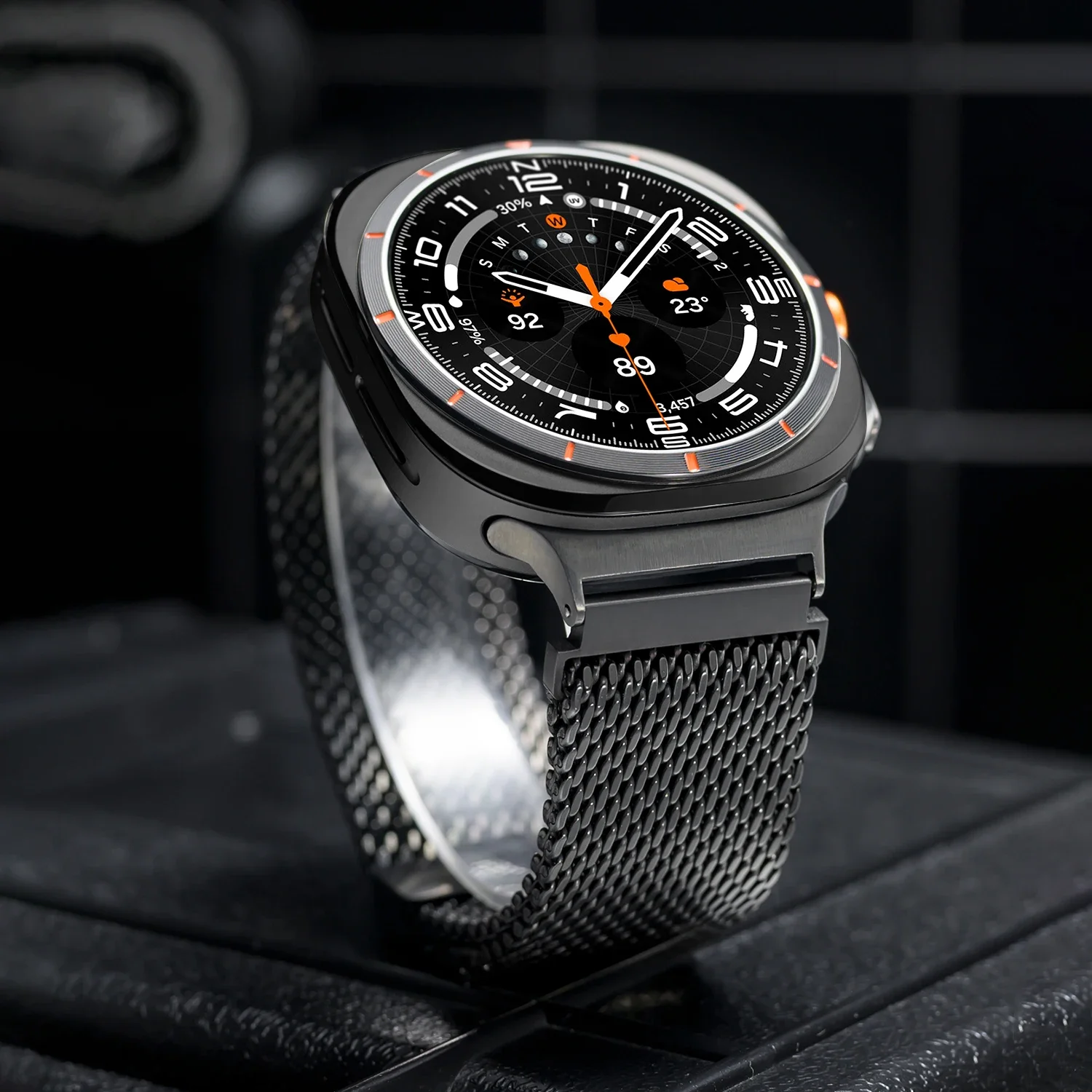 100% reines Titanarmband für Samsung Galaxy Watch Ultra 2&1 47mm Herren Milanaise-Schlaufenarmband mit sicherer Fallschirmschnalle VWAR 22mm Correa – Detail 8
