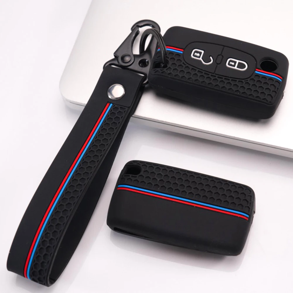 Protective Key Cover With Keychain For Peugeot 107 206 207 307 308 407 607 807 3008 5008 Partner Expert For Citroen C2 C3 C4