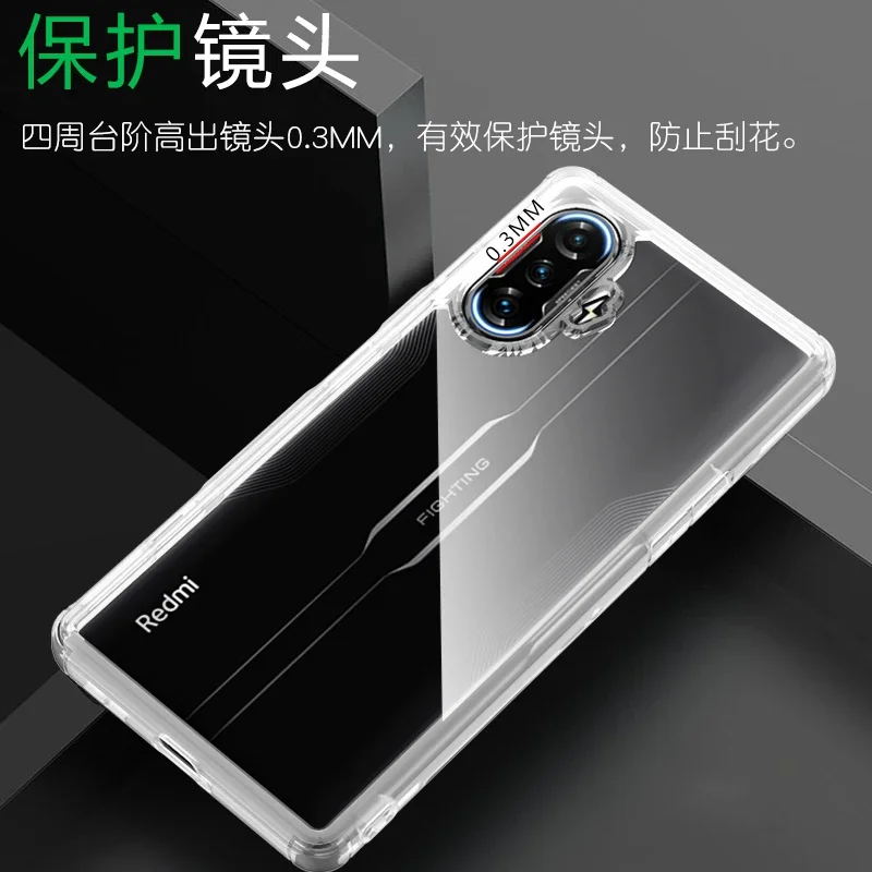 For Xiaomi Redmi K50 Gaming Shockproof Case Ultra-thin Soft TPU Frame Transparent Acrylic Hard Plastic Protective Back Cover