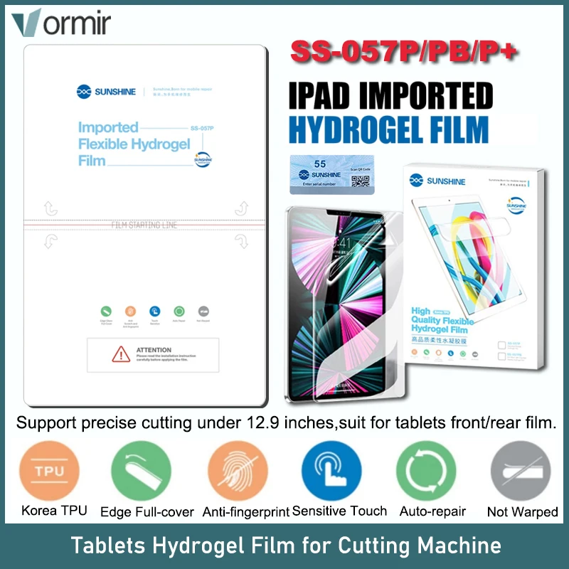 SS 057PB 057P+ Flexible Hydrogel Film For iPad Tablets Screen Protectors HD Anti Blueray Front Back Film for Cutting Machine