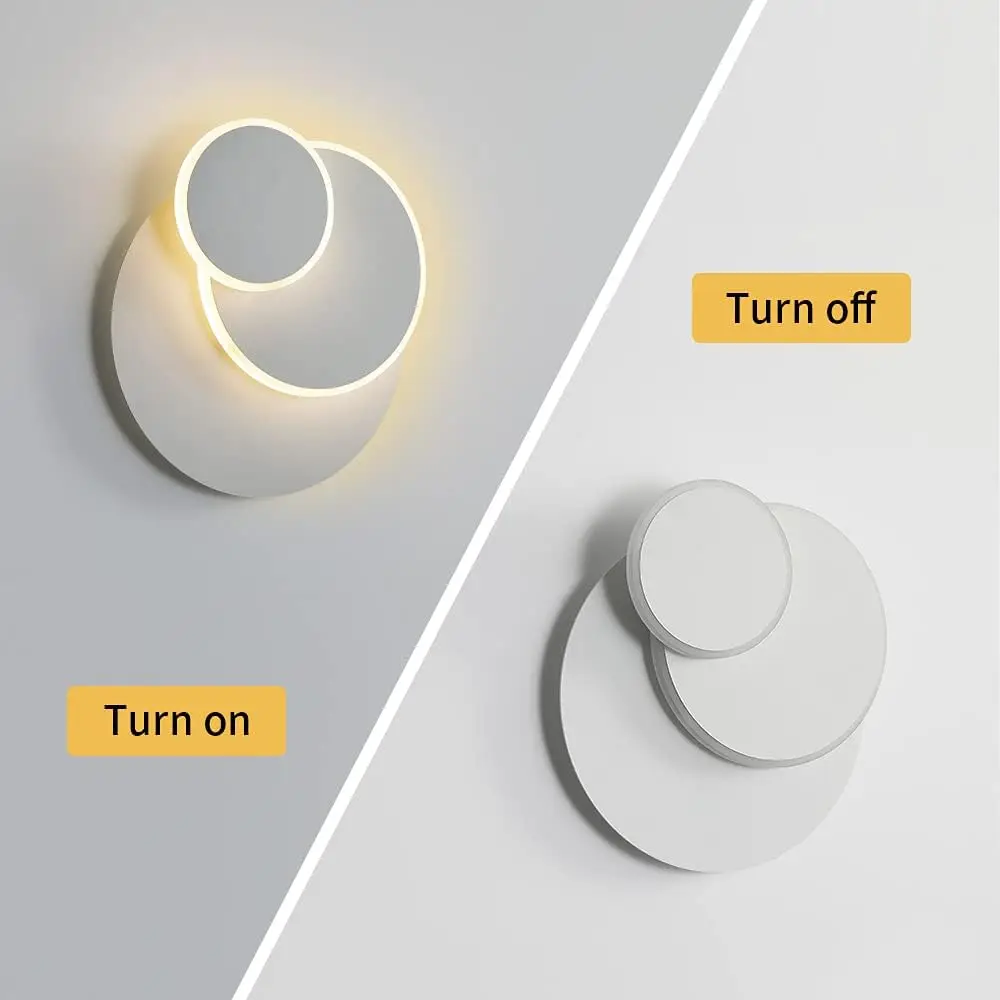 Dreifach drehbare Wandleuchte, moderne LED-Wandbeleuchtung, 360 Grad drehbare runde Wandlampe, kompatibel mit Inneneinrichtung – Detail 5