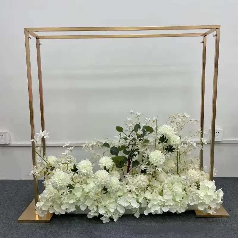 Gold Rectangle Metal Backdrops Flower Rack Table Vases Wedding Centerpiece Halloween Christmas Easter Valentine's Day Event