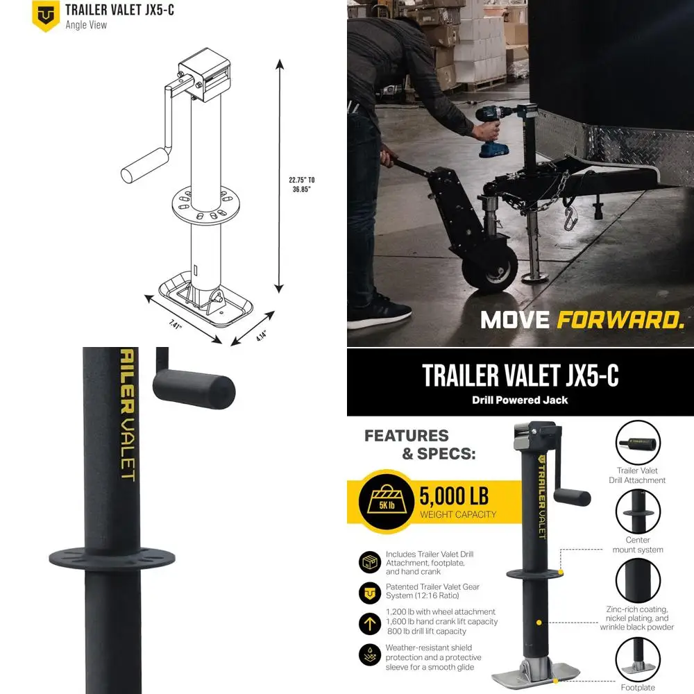 

Домкрат для прицепа с электроприводом TVJX5-C — с адаптером для сверла — для тяжелых условий эксплуатации — установленный по центру — статическое весовое способность 5000 фунтов