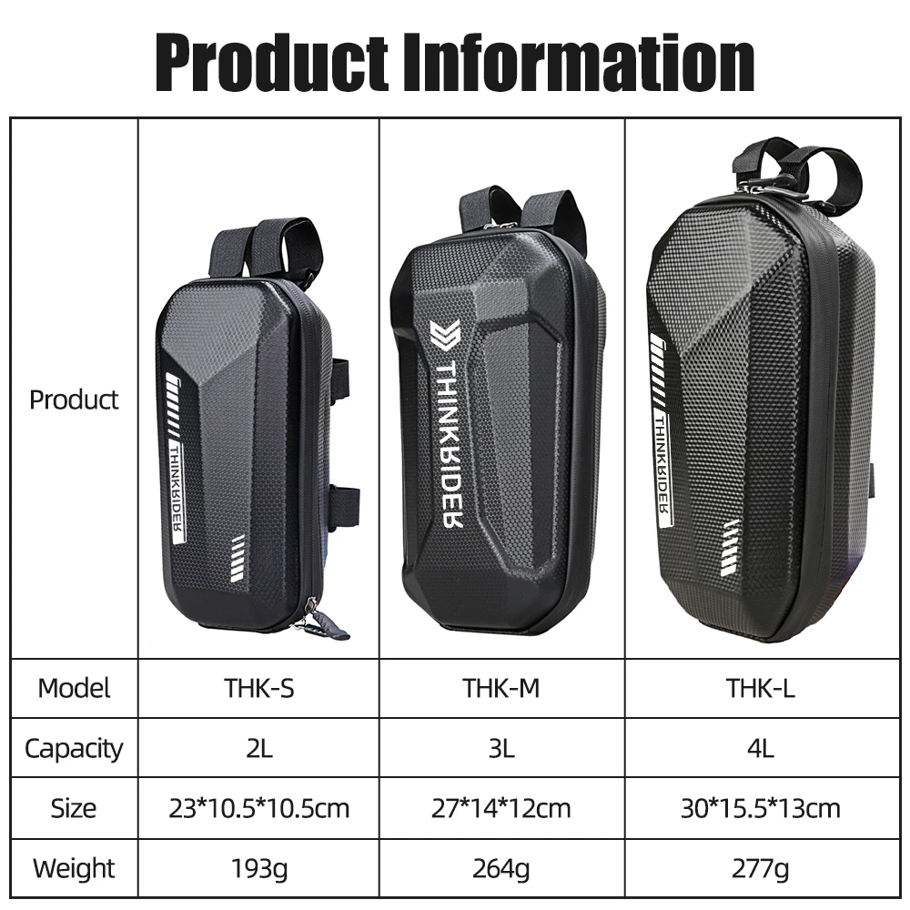 ThinkRider Electric Bike Scooter Front Bag Waterproof EVA Hard Shell Bags Reflective Handlebar Hanging Bag Storage Bag Xiaomi