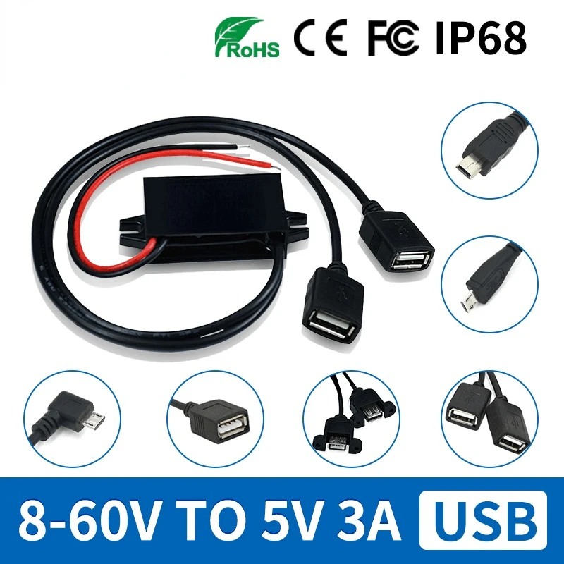 

Type C Mini Micro USB 48V 36V 24V12V to 5V DC DC Step Down Power Converter12 Volt Buck 5 Volt Car Xiaomi Phone Charger Adapter