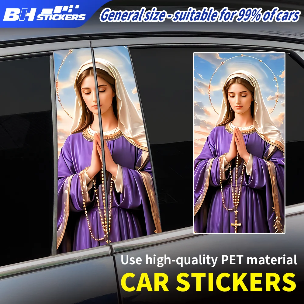 

Virgin Mary Car B Pillar Sticker Blessed Mother Religious Auto Window Decal Waterproof Vinyl Body Wrap Universal Styling Decor