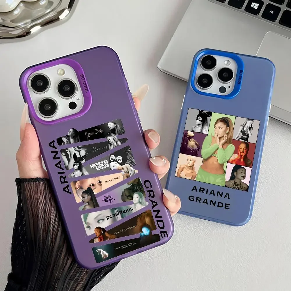 Singer A-Ariana G-Grande Phone Case Matte Laser Aurora Case for iPhone 17 16 15 14 13 12 11 Pro Max Air Shockproof Cover