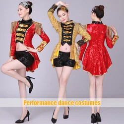 1 Set Women Dance Costume Spanish Bullfighter Sexy Sequin Bar Nightclub Singer DJ Stage Performance Costumes Jazz Dance Outfit