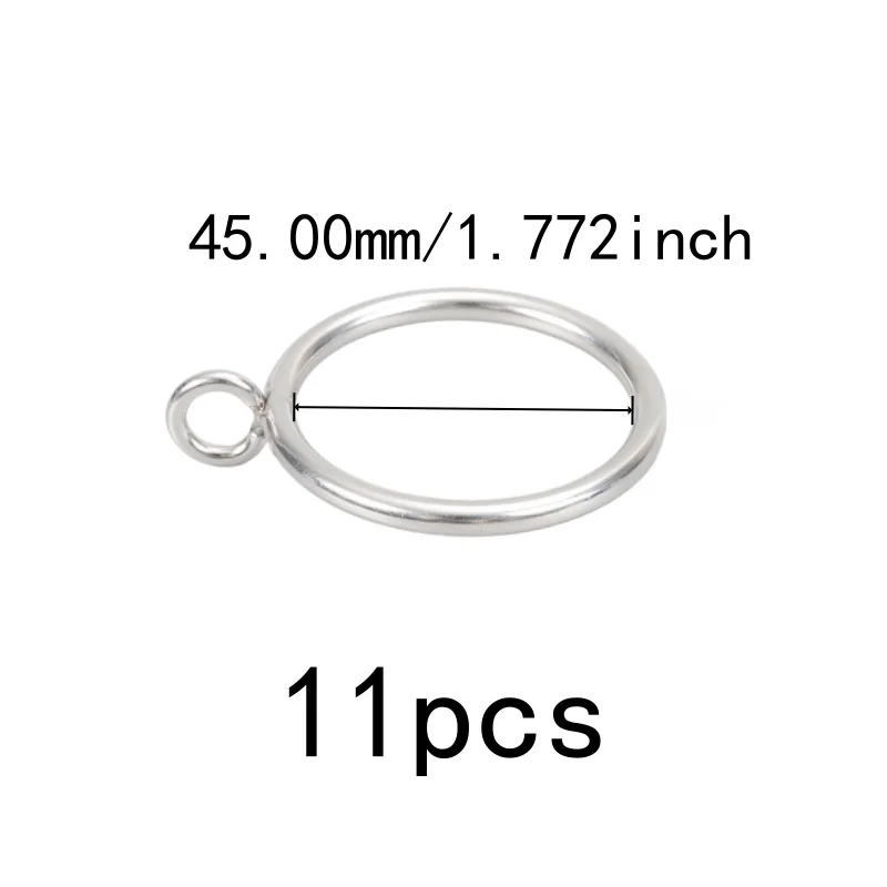 11 pcs 45mm Curtain Rings with Holes, Living Room Window Curtain, Silver Iron Material, Rust Resistant Finish