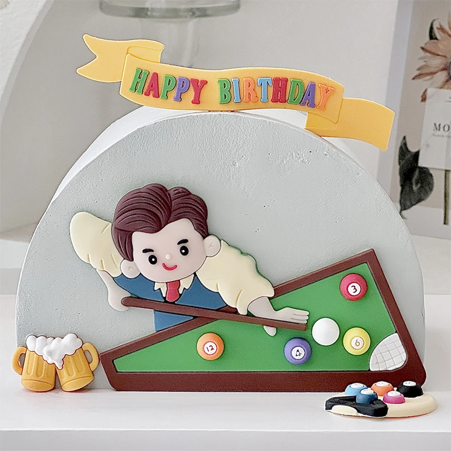 Billard Kuchen Geburtstag Dekoration Alles Gute zum Vatertag Geburtstag Bier Papa Glückliche Männer Party Tischtennis Kuchen Ornamente – Detail 4