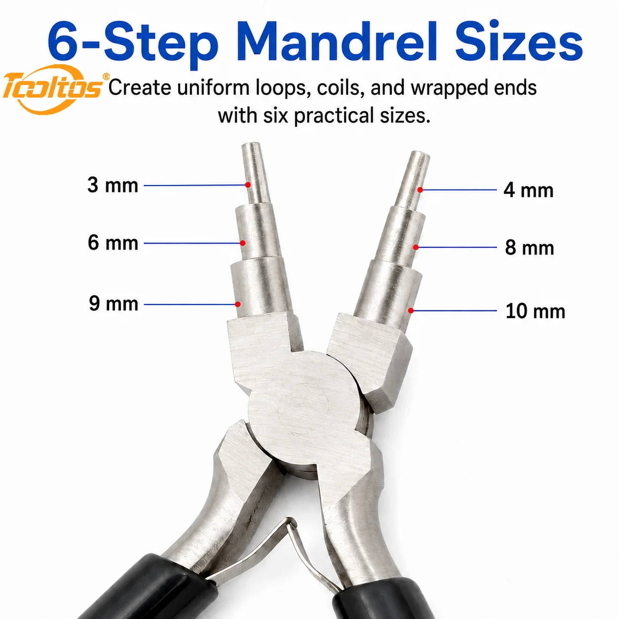 TOOLTOS 9PCS Wire Wrapping Tool Kit 6-Step Bail Making Pliers Looping Mandrels Wire Straightener Forming Tools for Jewelry Making DIY Craft