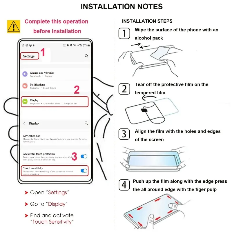 Tempered Glass for Samsung Galaxy S20 S21 S22 S23 FE Screen Protector for Samsung A12 A13 A14 A15 A51 A52 A53 A54 A55 A34 Glass