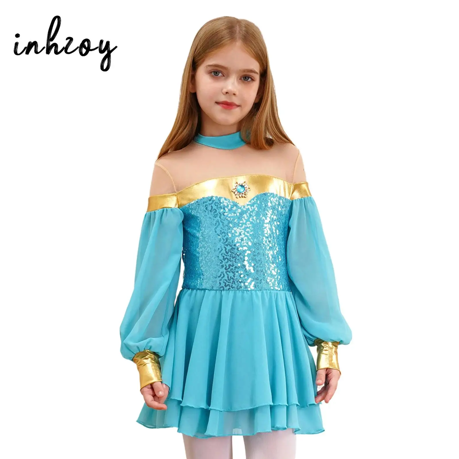 Ragazze Arabian Princess Jasmines Costume Lantern Sleeve Gems paillettes Dance Dress body Kids Halloween Party Cosplay Fancy Dress