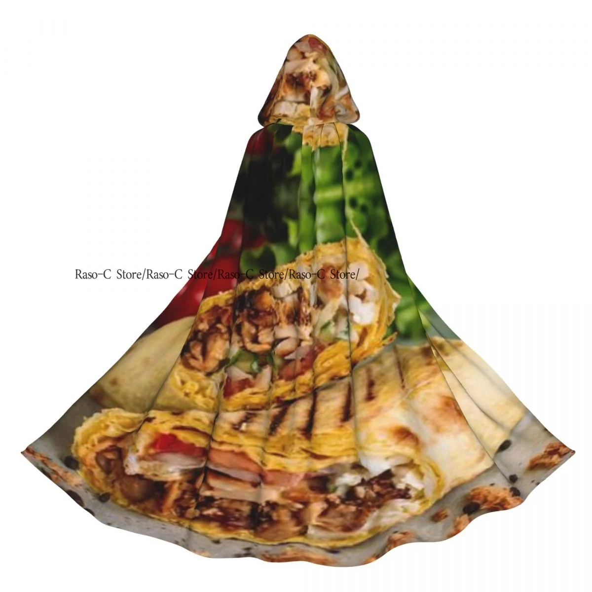 

Hooded Cloak Unisex Cloak with Hood Shawarma Sandwich Gyro Fresh Roll Of Lavash Cloak Vampire Witch Cape Cosplay Costume