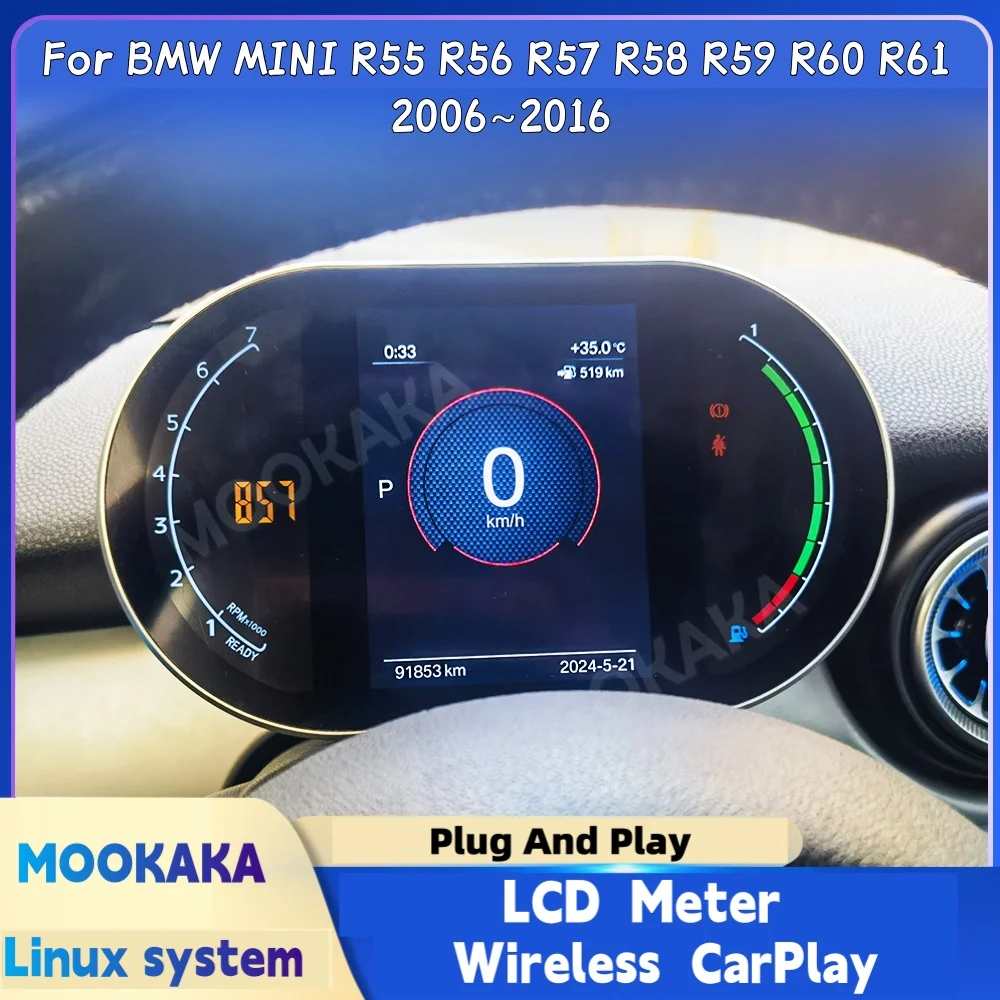 Digital Instrument Cluster For BMW MINI R55 R56 R57 R58 R59 R60 R61 2006~2016 LCD Meter Speedometer Dashboard 5’’ HD screen