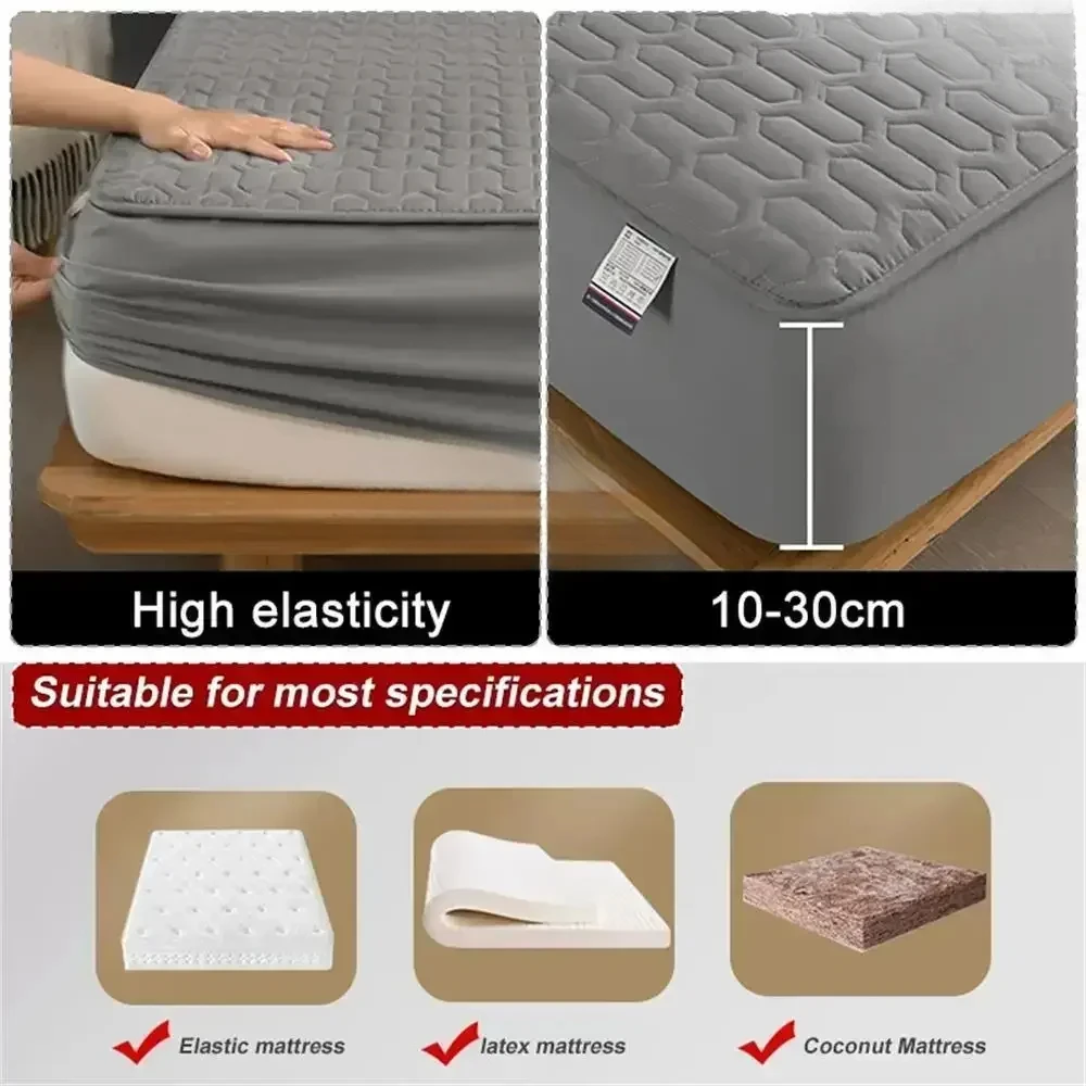 Waterproof Thicken Mattress Pad Protector Skin-Friendly Durable Fitted Sheet Bed Cover Latex Mat Cover 120x200 150x200 180x200