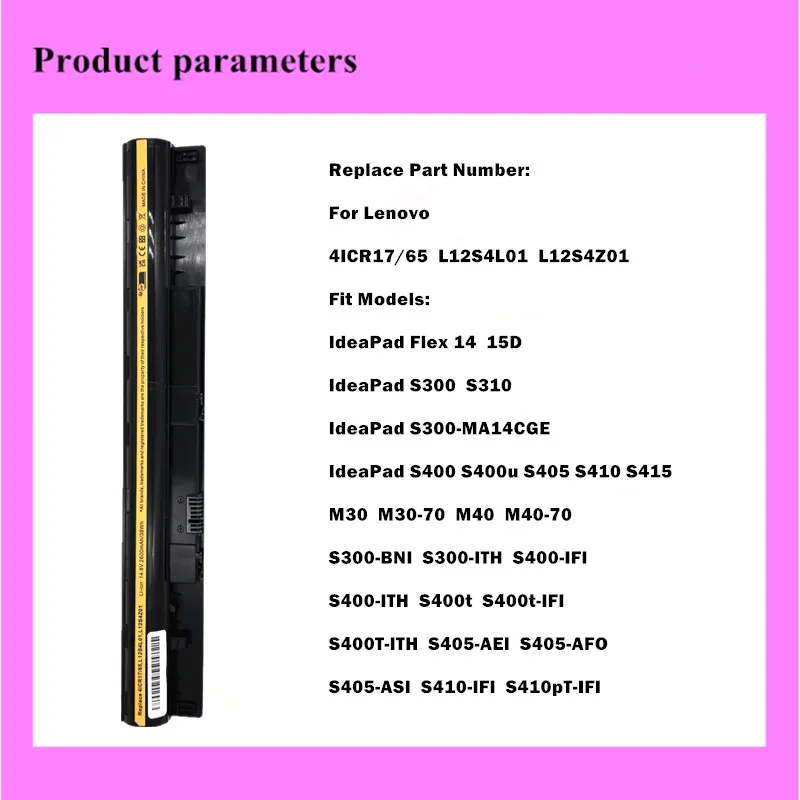 L12S4L01  L12S4Z01 Laptop Battery For  Lenovo IdeaPad Flex 14 15D M30 M30-70 M40 M40-70 S400 S400u S405 S410 S415 S300 S310
