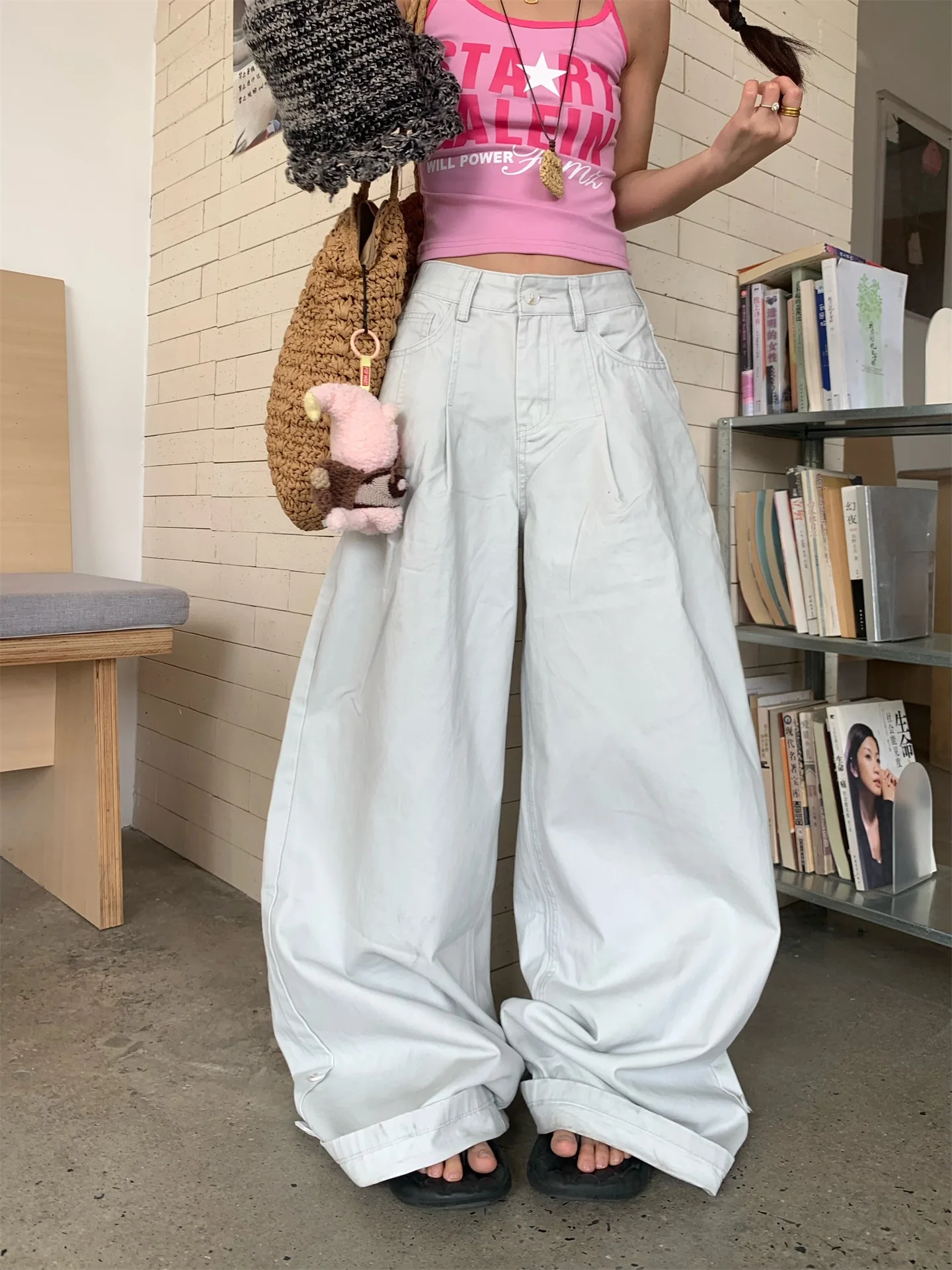 

High Waist Wide Leg Denim Jeans Women's Spring Summer Waed Lazy Sle Slimming Drapey Pants Ladies Premium Faion