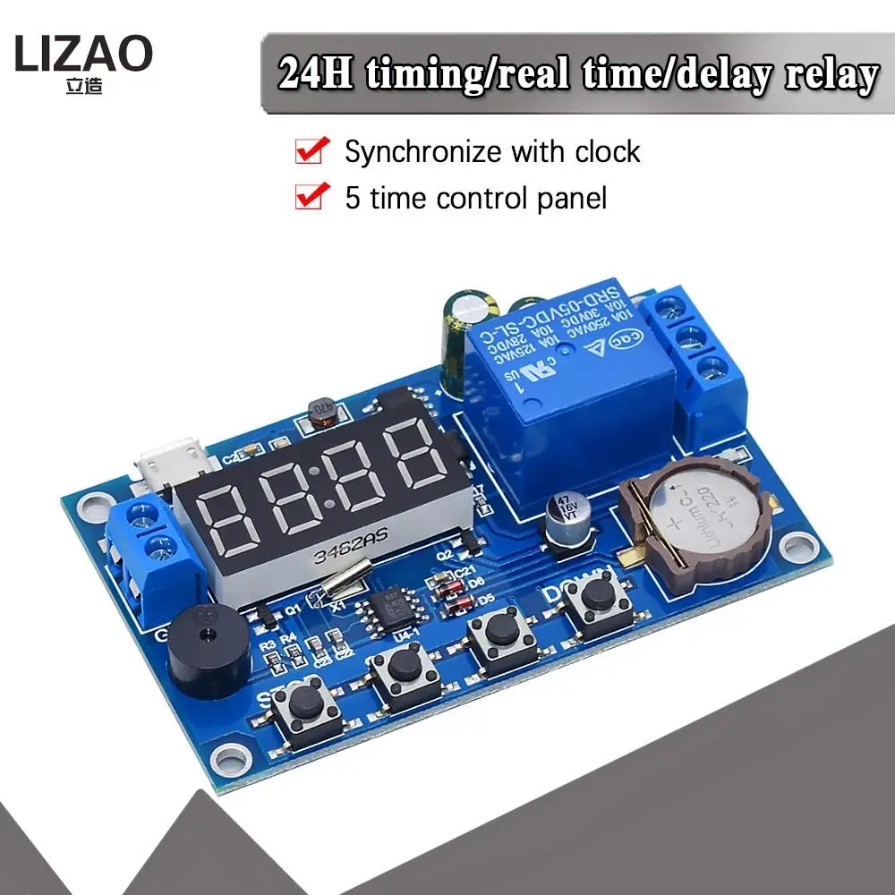 LIZAO XY-BJ Real Time Clock Delay Relay Module DC5-60V Wide Voltage Switch Control Multi-Mode Timing Trigger Board