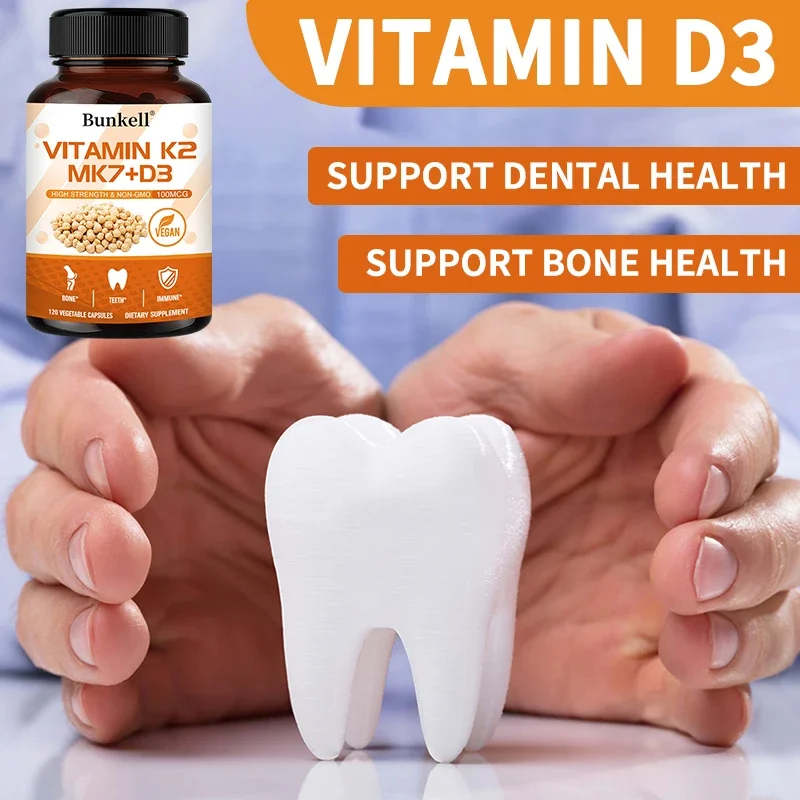 Premium Vitamin D3 Plus K2 (MK7) [With BioPerine for Maximum Absorption] Natural Supplement for Bone, Teeth and Heart Health