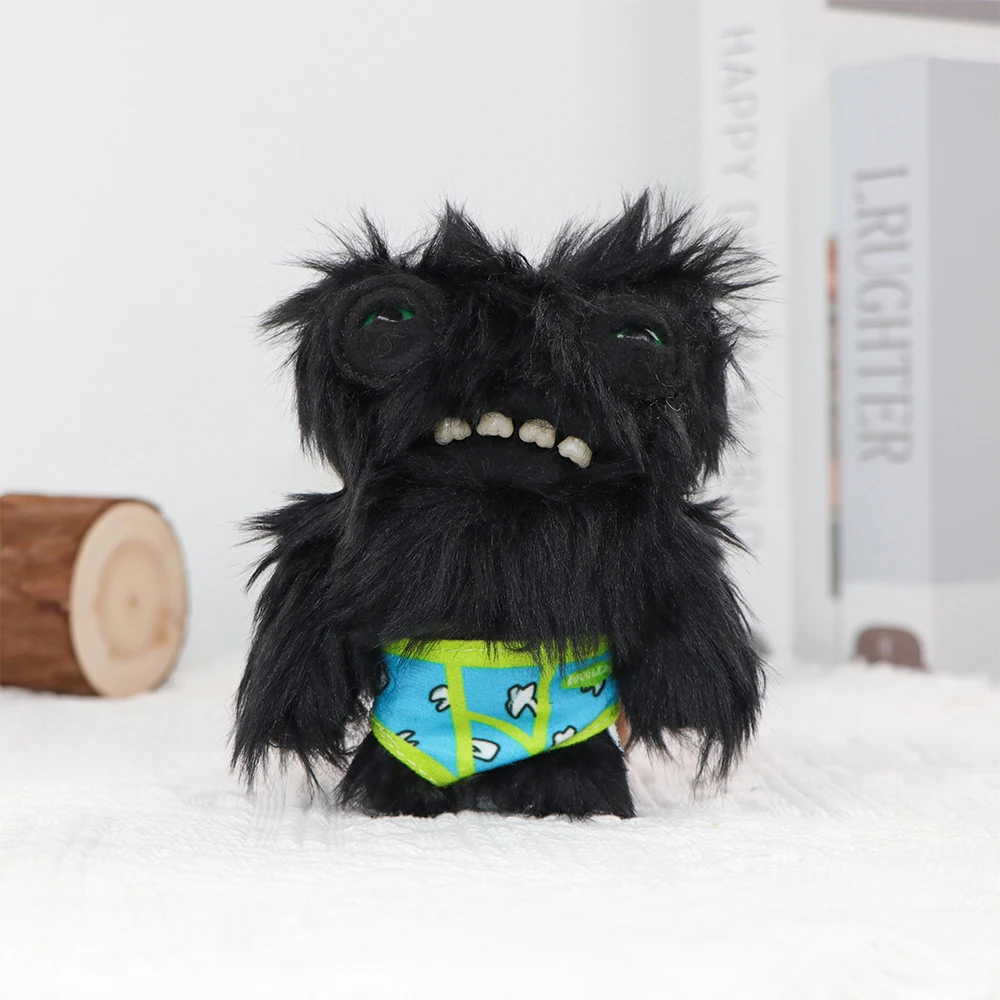 Fuggler macio bonecas de pelúcia chaveiro feio sorriso dentes monstro pingente hug olhos largos estranho preto engraçado mochila chaveiro presentes 11cm