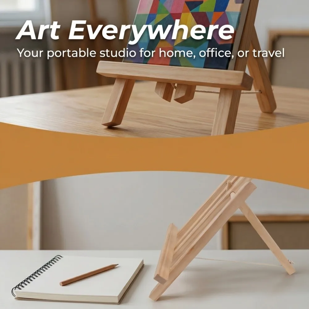Easy Installation 30cm Wood Easel Small Pine Painting Stand Trapezoid Stable Desktop Display Rack Desktop Painting Work