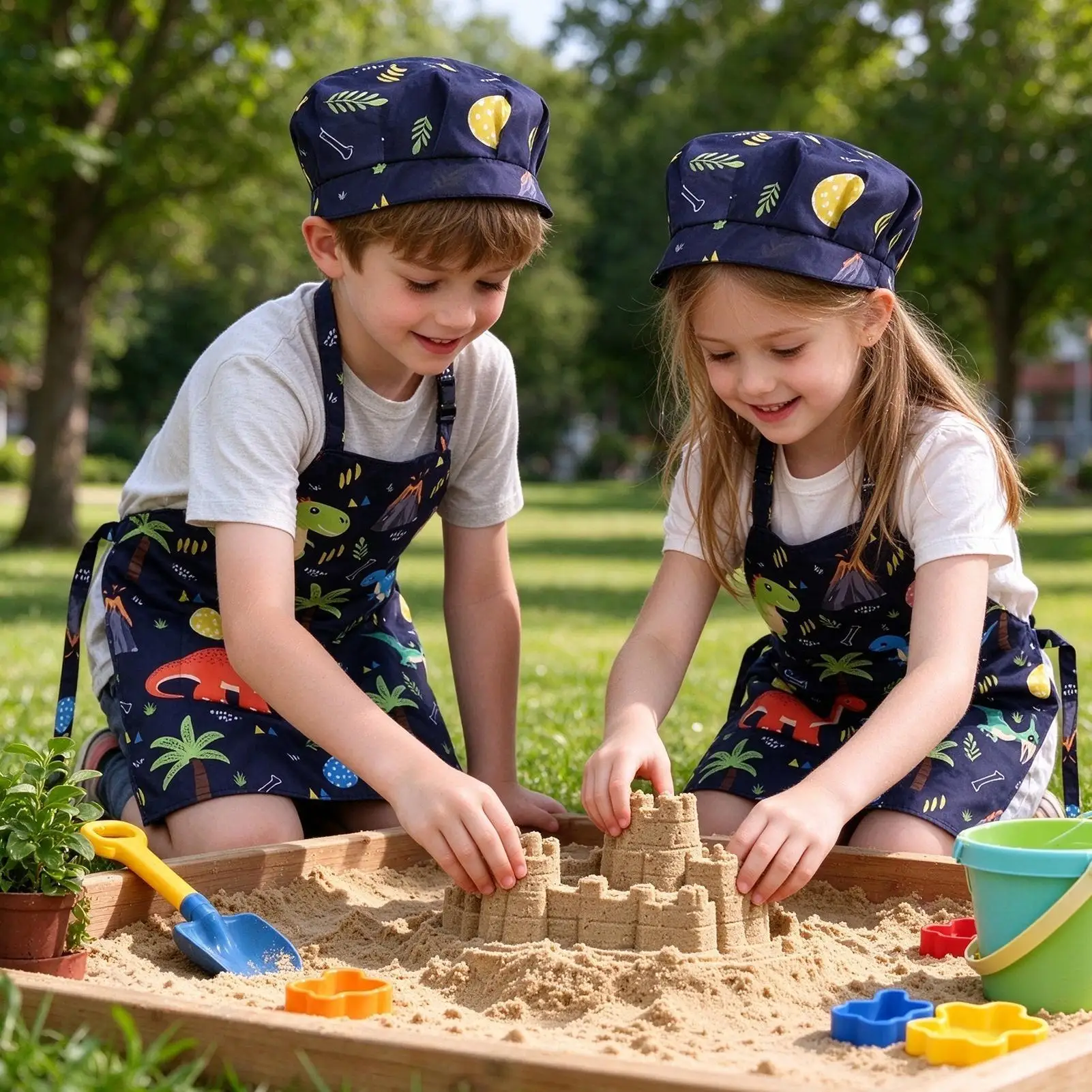 Kids Chef Hat And Apron Kitchen Cooking Costume Children Apron Adjustable With Pockets For Boys Girls Homeschool School Home