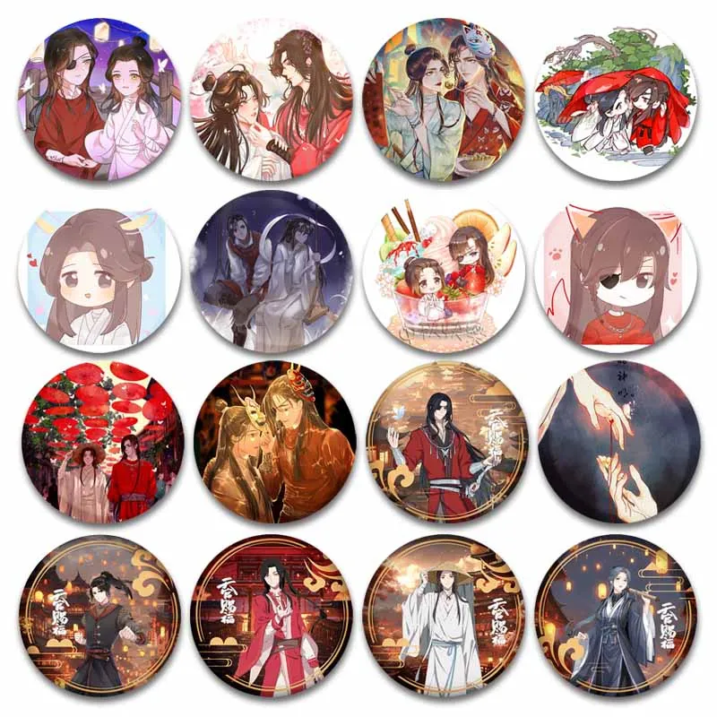 Anime Tian Guan Ci Fu Hua Cheng Xie Lian Brooch Pins Heaven Official’s Blessing Cosplay Badge Bag Clothes Button Pin Accessories