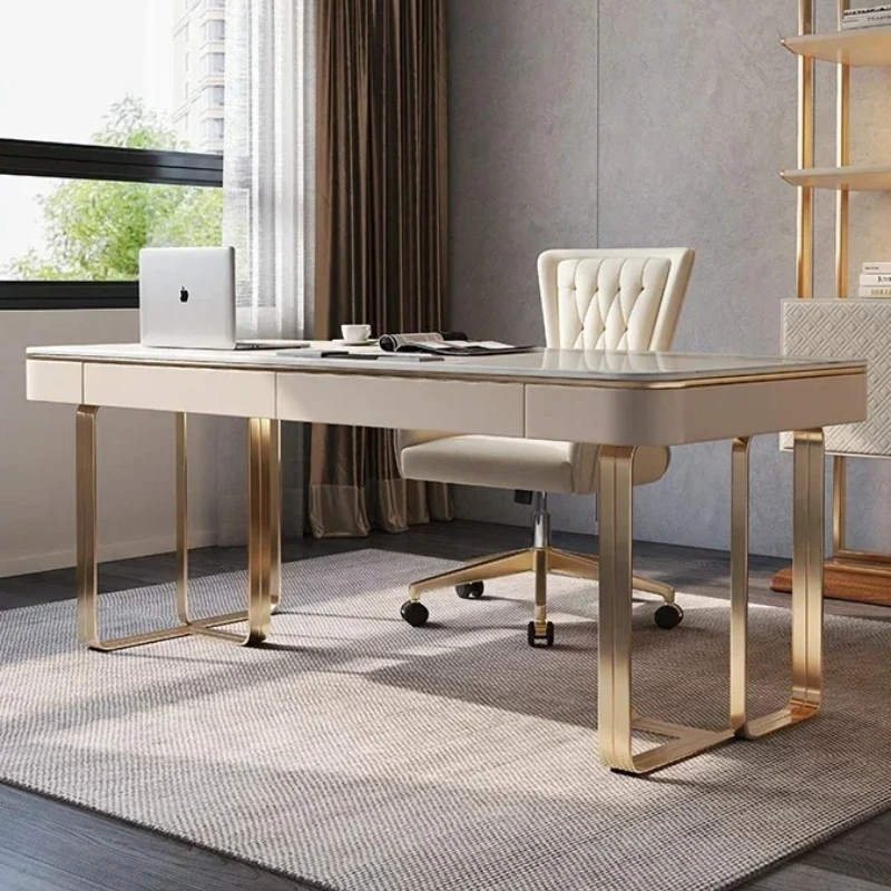 

Desk Computer Furniture Italian Minimalist Bright Rock Slab Light Luxury Computer Desk Study Table Office Tables Room Desks