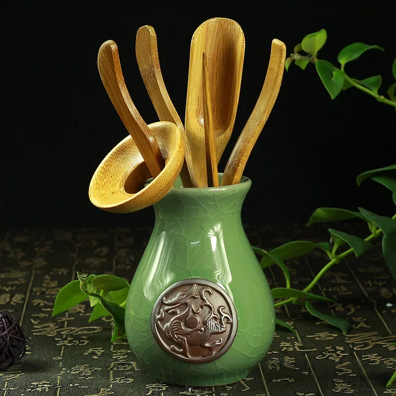 

6 шт./компл., домашний высококачественный китайский кунг-фу чайная церемония, набор посуды, бамбуковые аксессуары, инструменты, зажим для ложки