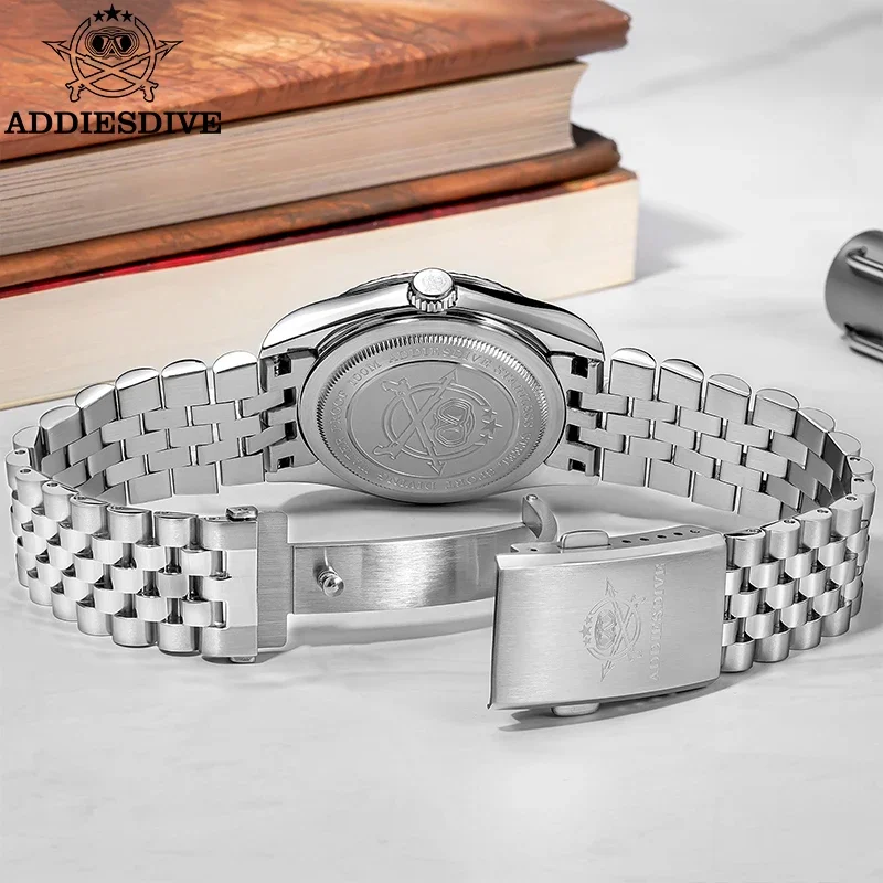 ADDIESDIVE 36mm Men Quartz Watches Luxury Sapphire Glass Super Luminous Watch 100m Waterproof Stainless Steel Wristwatch AD2073