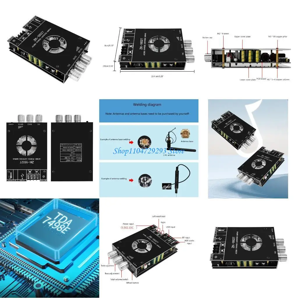

Y2GD DIY ZK-1602T 2.0 Channel Digital Amplifier Module 160W+160W Subwoofer High Bass