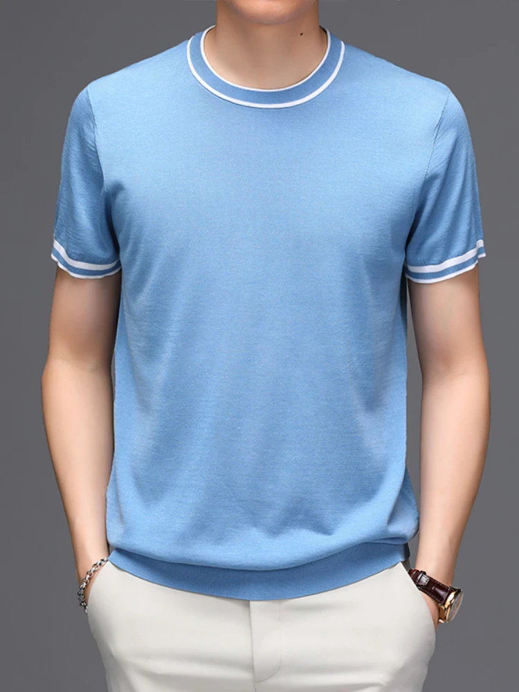 Summer New   round Neck Short Sleeve T-shirt Men's Fashion and Handsome Fresh Breathable Men's Top