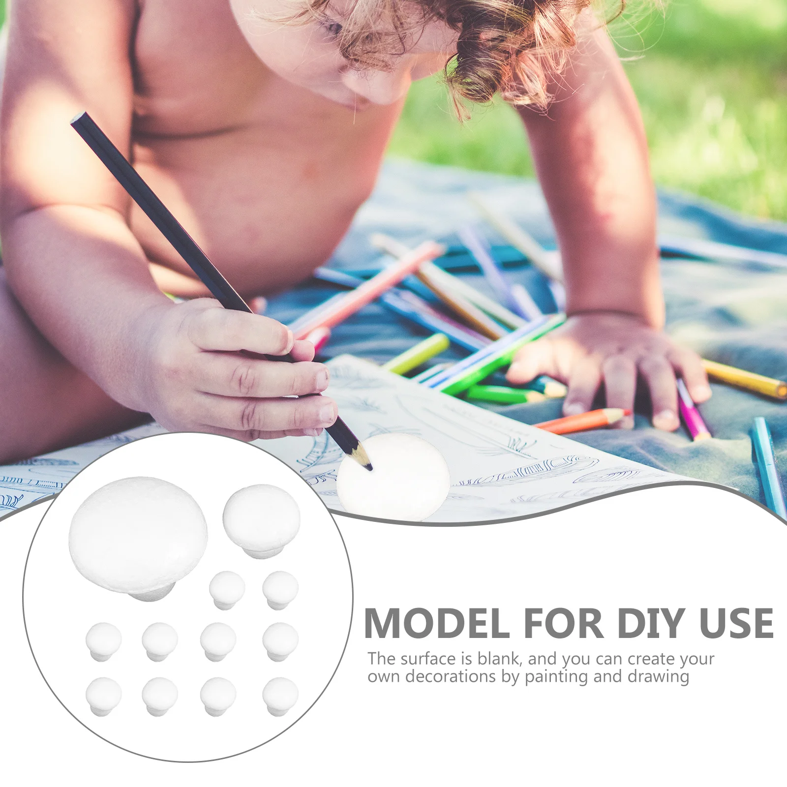 12pçs cogumelo de espuma diy sem pintura, suprimentos de artesanato em branco, materiais de pintura infantil, decorações criativas para arte de jardim doméstico