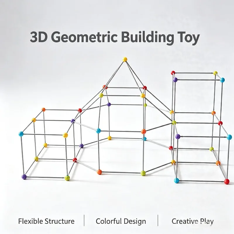 3D Geometric Building Construction Toy STEM Math Learning Toy Spatial Reasoning Building Blocks Educational Connect Stick Toys