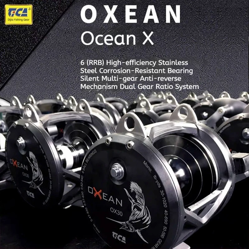 Tica Oxean Ox50ts Trolling Fishing Reel Anti Corrosion Saltwater Resistant Drum Line Wheel For Sea Boat Angling