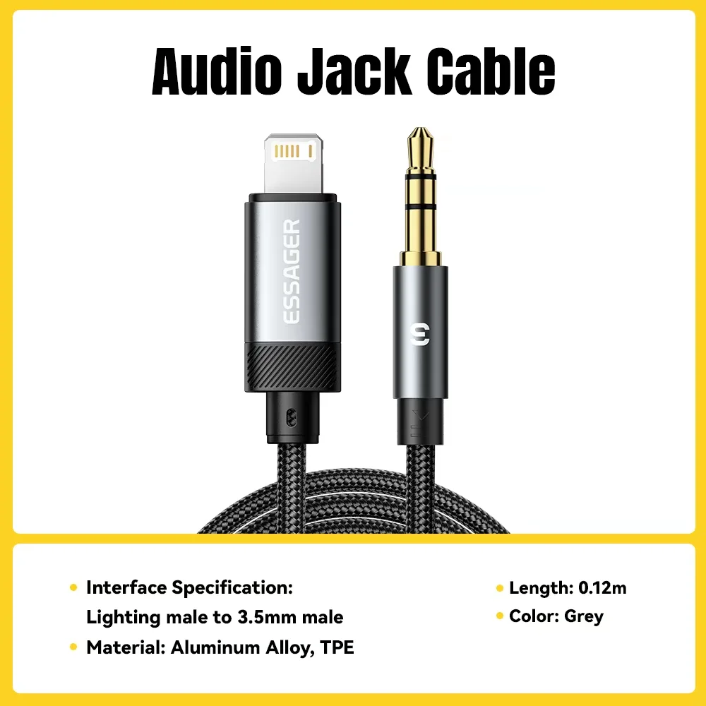 Essager USB C auf 3,5 mm Aux-Jack-Adapter, Lautsprecher und Kopfhörer, 3,5 mm Aux-Audio-Splitter-Jack, 3 5-Kabel für iPhone, Huawei, Xiaomi