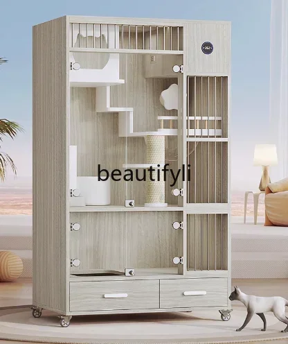 

Thermostatic cat cabinet Solid wood cat villa household indoor cage box Hairless winter protection