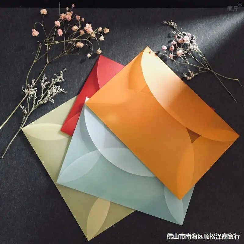 10pcs/batch color semi transparent sulfuric acid paper, butter paper, frosted envelope, pink red small envelope