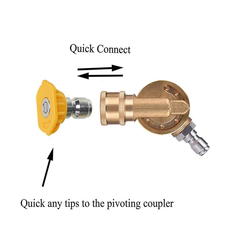 Classy-4500PSI Pivoting Coupler 1/4In Koneksi Cepat untuk Mesin Cuci Tekanan Lampiran Adaptor Pembersih Talang 240 Derajat 7 Gigi