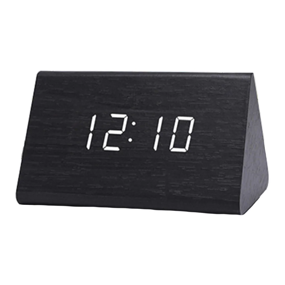 Voice-controlled Wooden Clock Desktop Digital Alarm for Living Room Basic Ceramics Classic