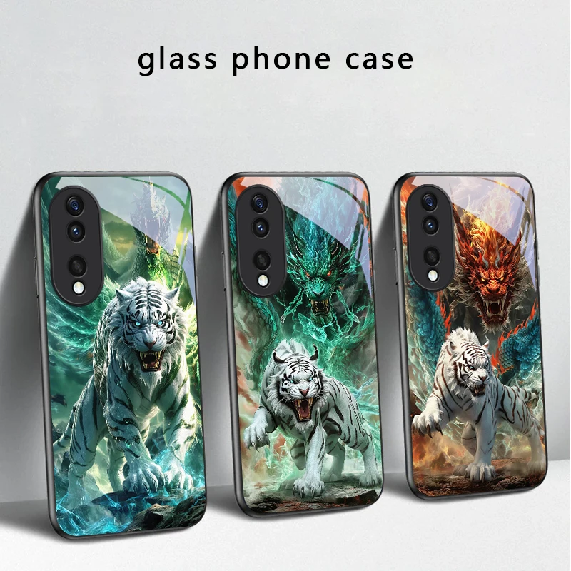 

A huge dragon and tiger For Honor X5 Plus X30 X9c Smart X5b X9a X30 Max X50i 30 Pro 50 Pro 70 90 Smart 200 Lite Glass Phone Case