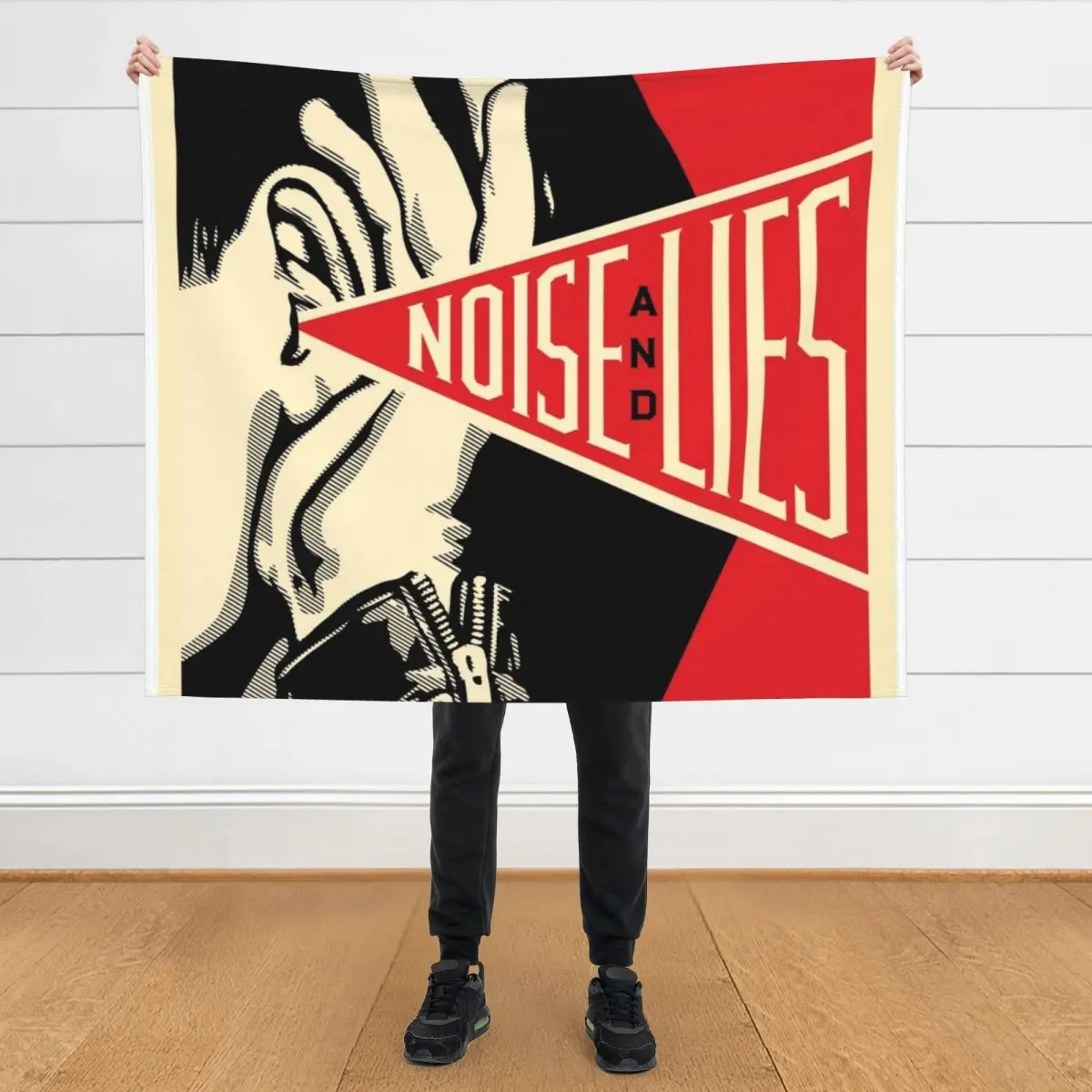 

shepard fairey noise and lies Throw Blanket Warm for winter Kid'S Soft Big Blankets