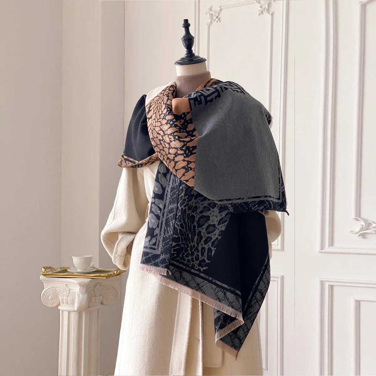 

Женский мягкий шарф бесконечности из искусственного кашемира - теплое одеяло с буквенной кисточкой, шаль на осень-зиму, легкая уютная модная накидка